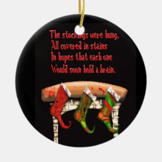 zombie christmas ceramic ornament