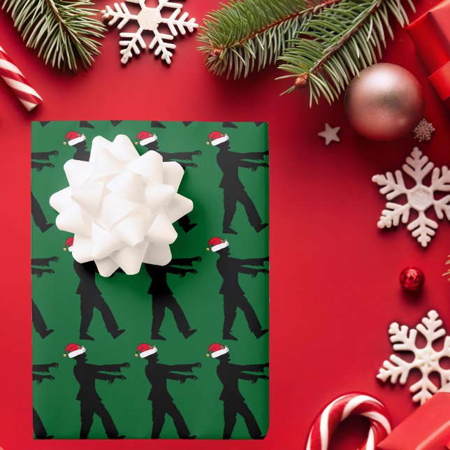 Zombie Christmas Cool Custom Horror Green Holiday Wrapping Paper Sheet (Creator Uploaded)