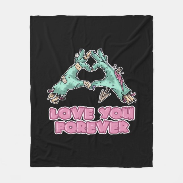 Zombie Classic - Skeleton Heart And Hands Fleece Blanket (Front)