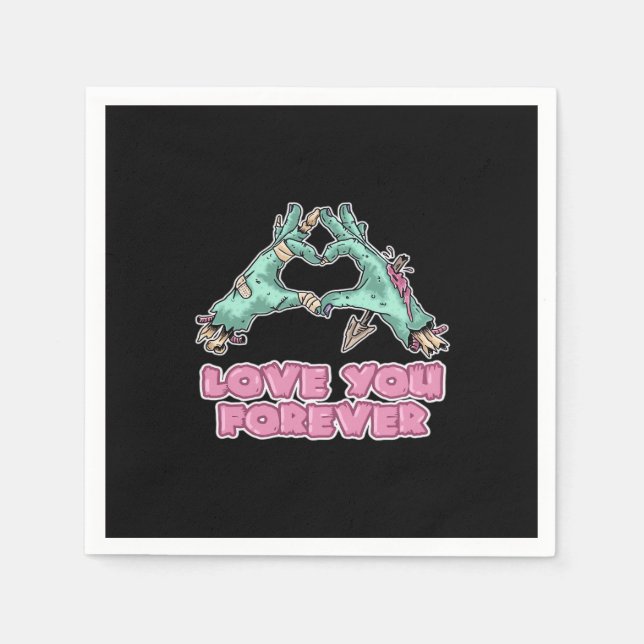 Zombie Classic - Skeleton Heart And Hands Napkin (Front)