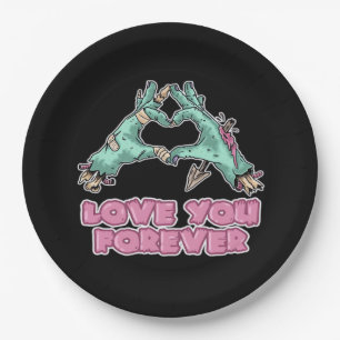 Zombie Classic - Skeleton Heart And Hands Paper Plate