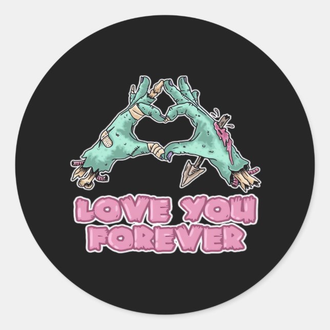 Zombie Classic - Skeleton Heart And Hands Round Sticker (Front)