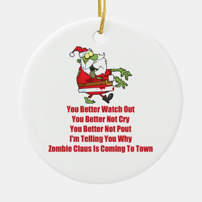 Zombie Claus (green) Ceramic Tree Decoration (Front)
