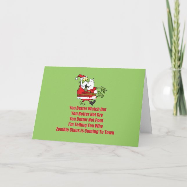 Zombie Claus (green) Holiday Card (Front)
