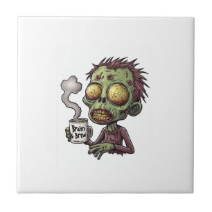 Zombie Coffee Time Ceramic Tile