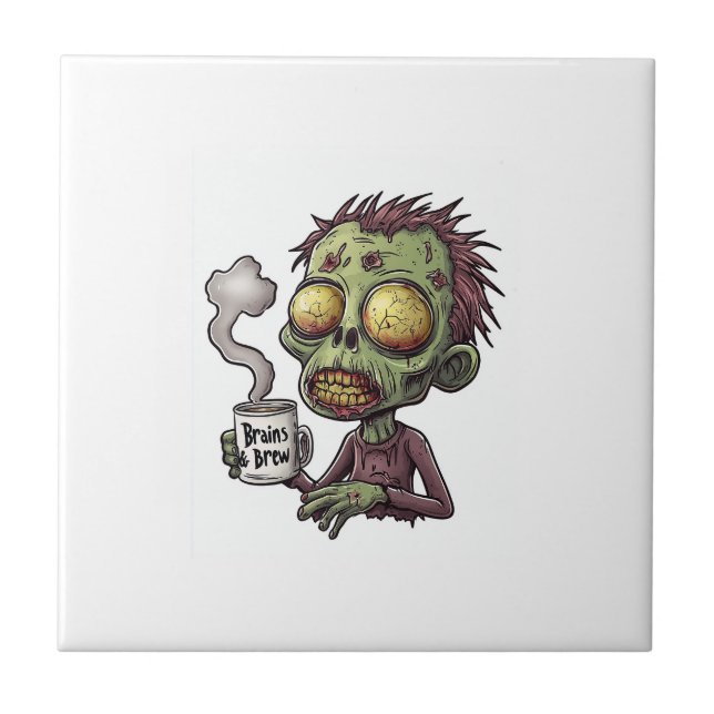  Zombie Coffee Time Ceramic Tile (Front)
