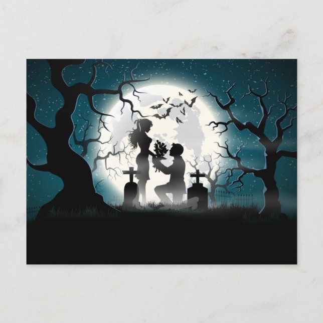 Zombie Couple in Graveyard Postcard (Front)