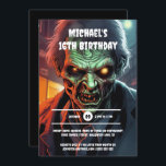Zombie creature cartoon halloween party boys invitation<br><div class="desc">Unleash Your Inner Monster with the Ultimate Zombie Invitation! Dive into the dark, spooky fun this Halloween with our chilling 5x7 digital invitation, designed for those who revel in the macabre. A ghastly zombie with mousy grey hair and a tattered, oversized jacket stares directly at you from the depths of...</div>