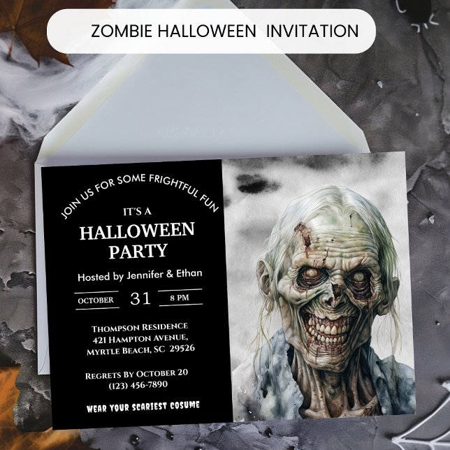 Zombie  Creepy Halloween Party Invitations (Creator Uploaded)