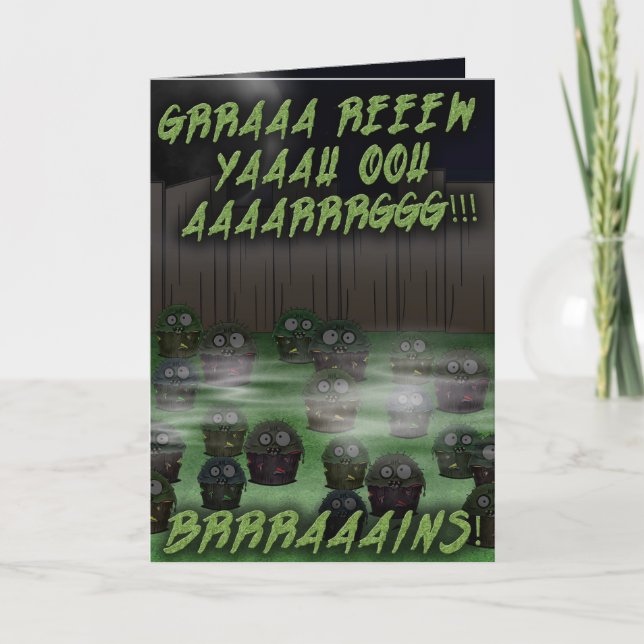 Zombie Cupcake Birthday #4 Card (Front)