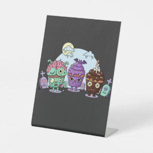 Zombie Cupcake Halloween Pedestal Sign