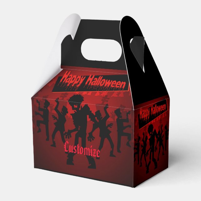 Zombie Dance Party Happy Halloween Gable Favour Box (Front Side)