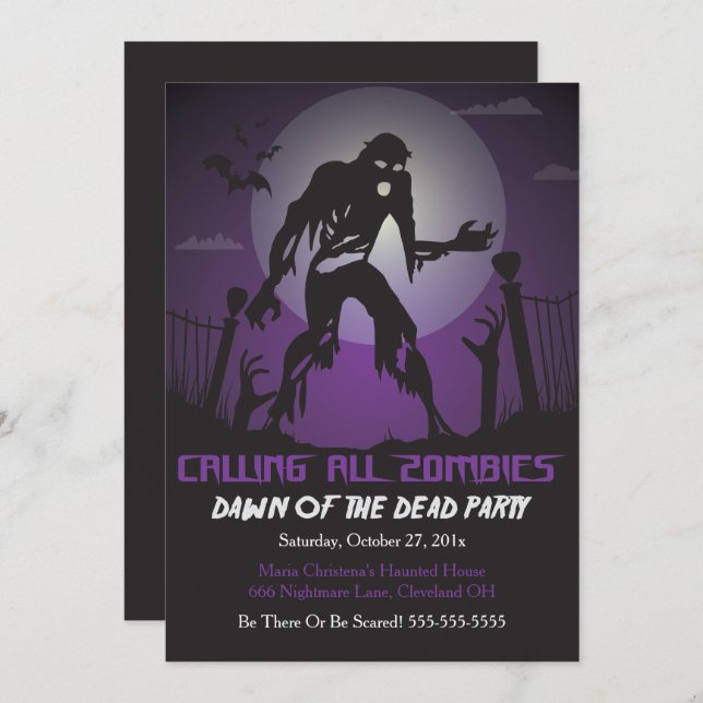 Zombie Dawn Of The Dead Halloween Party Invitation (Front/Back)