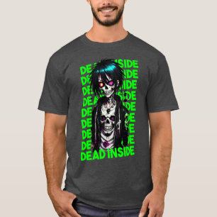 Zombie Dead Inside Green Text T-Shirt
