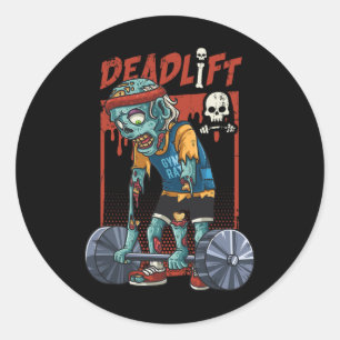 Zombie Deadlift Weight Lifting Halloween Fitness G Classic Round Sticker
