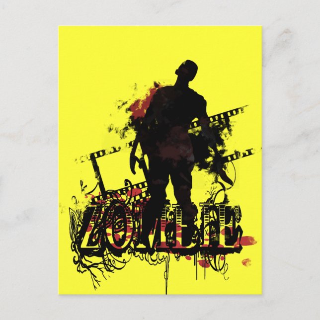 Zombie design in black and red postcard (Front)