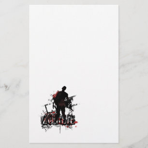 Zombie design in black and red stationery