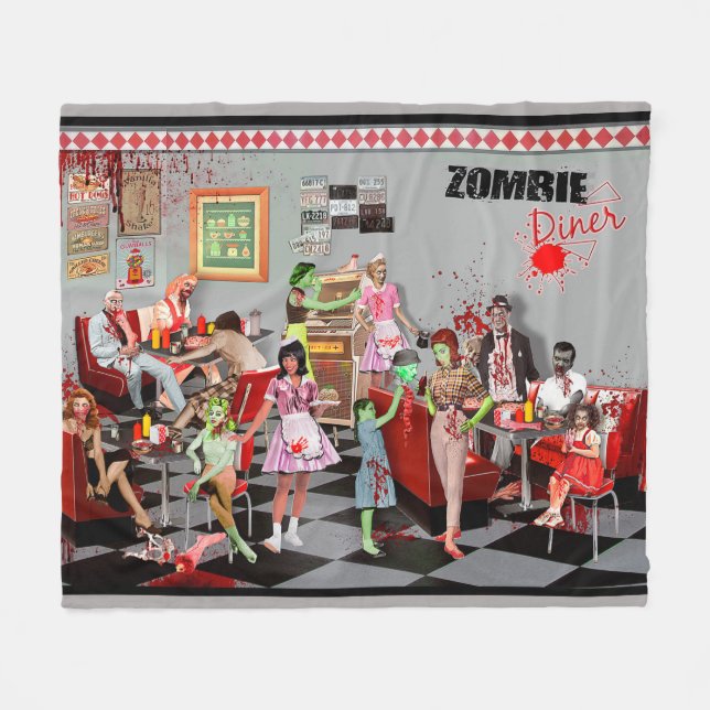 Zombie Diner Fleece Blanket (Front (Horizontal))