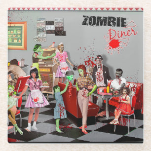 Zombie Diner Glass Coaster