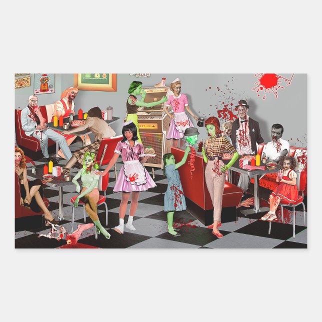 Zombie Diner Rectangular Sticker (Front)