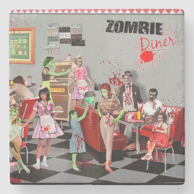 Zombie Diner Stone Coaster (Front)