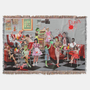 Zombie Diner Throw Blanket