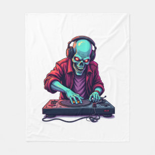 Zombie DJ – Music Festival Halloween Tee Fleece Blanket