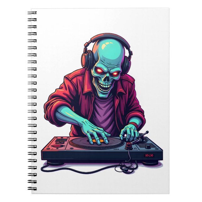 Zombie DJ � Music Festival Halloween Tee Notebook (Front)