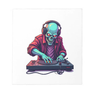 Zombie DJ � Music Festival Halloween Tee Notepad