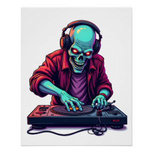 Zombie DJ � Music Festival Halloween Tee Poster