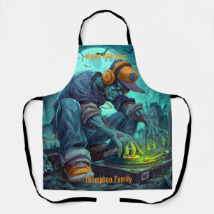 Zombie DJ Rave Halloween Party Vibes Apron