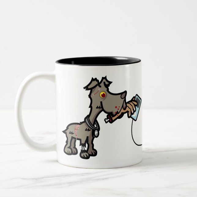 Zombie Dog Fetching Two-Tone Mug (Left)