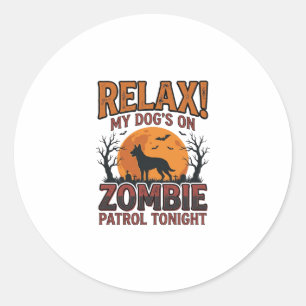 Zombie Dog Patrol Vintage Halloween Shirt Design_1 Classic Round Sticker