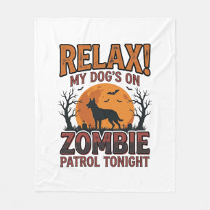 Zombie Dog Patrol Vintage Halloween Shirt Design_1 Fleece Blanket