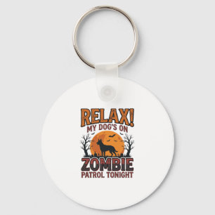 Zombie Dog Patrol Vintage Halloween Shirt Design_1 Key Ring
