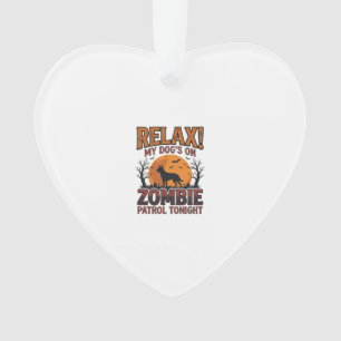 Zombie Dog Patrol Vintage Halloween Shirt Design_1 Ornament