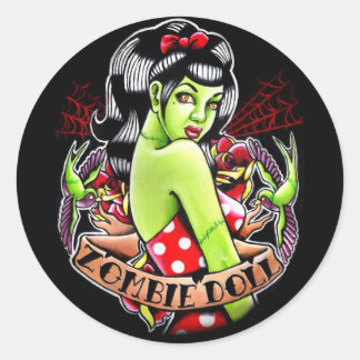 Zombie Doll by Carissa Rose Classic Round Sticker