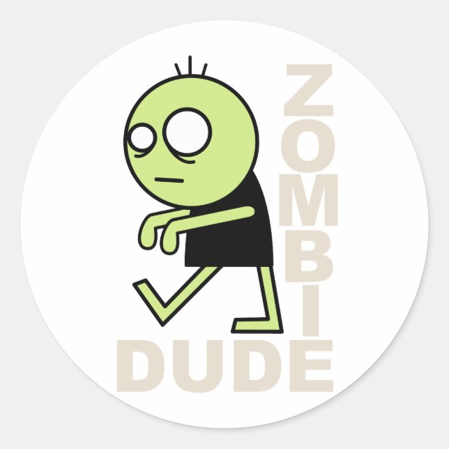 Zombie Dude Classic Round Sticker (Front)