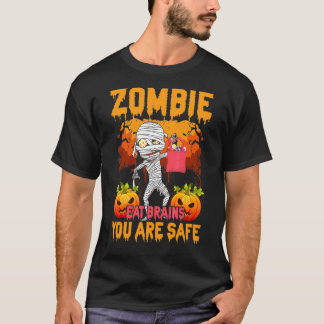 Zombie Eat Brains You Are Safe Scary Pumpkin Zombi T-Shirt
