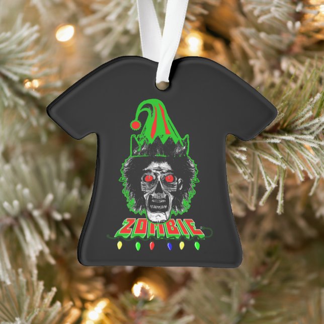 ZOMBIE ELF on Black Ornament (Tree)