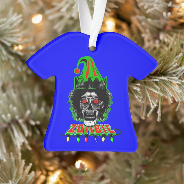 ZOMBIE ELF on Blue Ornament (Tree)
