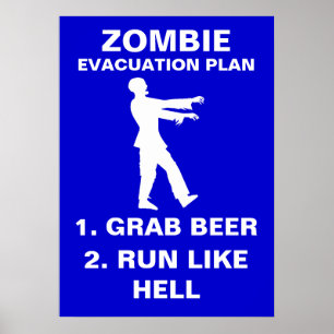 Zombie Evacuation Plan 1. Grab Beer 2. Run Like Poster