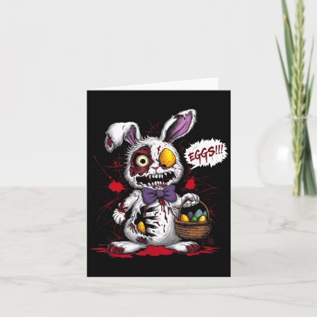 Zombie Evil Easter Bunny Egg Basket Horror Scary Card (Front)