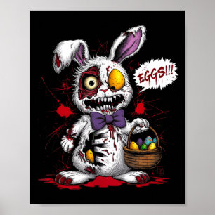 Zombie Evil Easter Bunny Egg Basket Horror Scary Poster