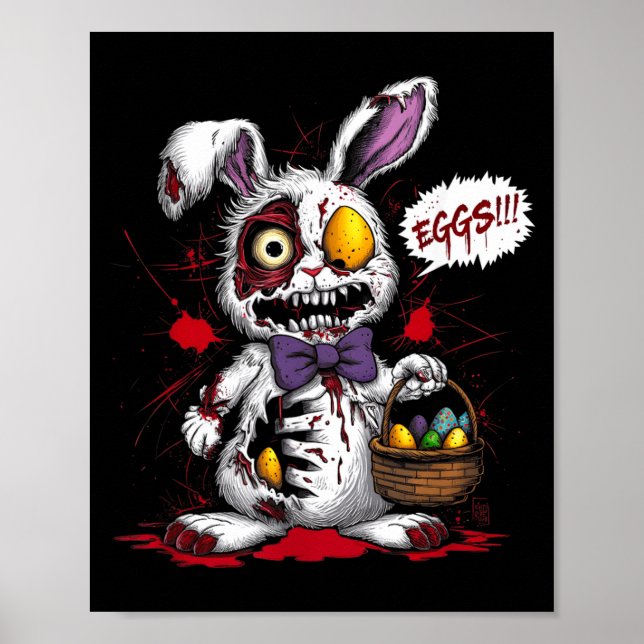 Zombie Evil Easter Bunny Egg Basket Horror Scary Poster (Front)