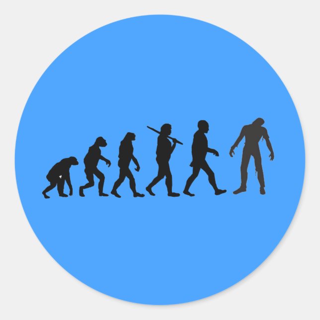 Zombie Evolution T-shirt Design Classic Round Sticker (Front)