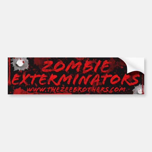 Zombie Exterminators Black Blood & Bullets Sticker (Front)