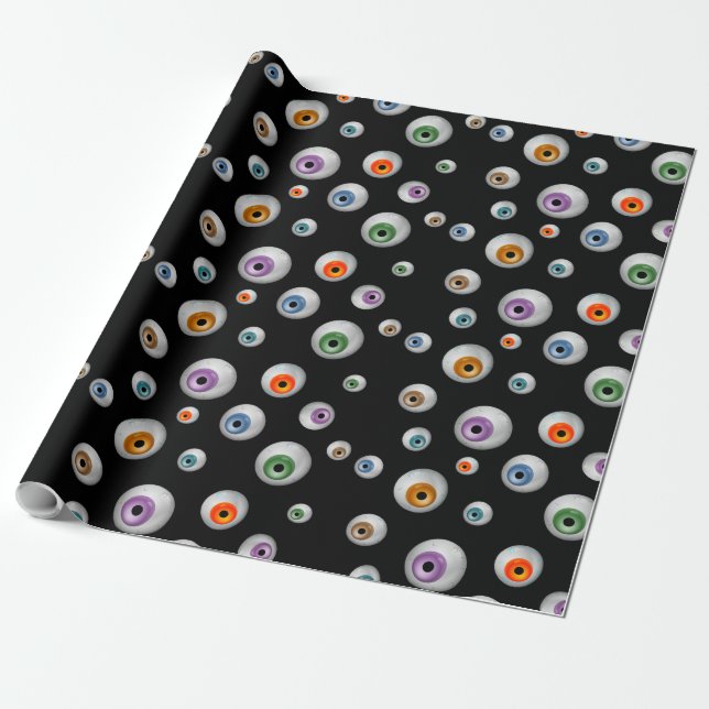 Zombie Eyeballs Wrapping Paper (Unrolled)