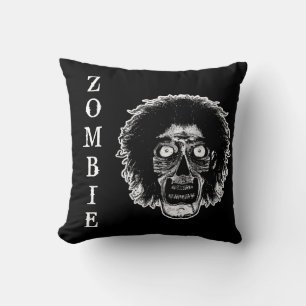 ZOMBIE -Face -Black & White Cushion