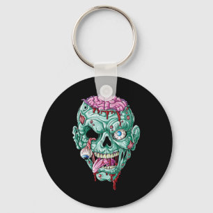 Zombie Face Brain Halloween Boys Men Women Girls S Key Ring